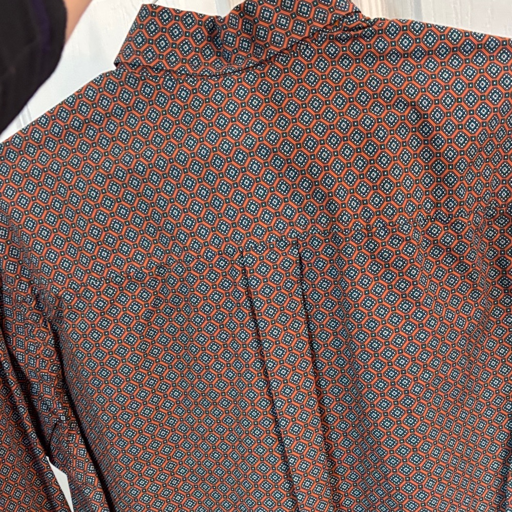 Cinch Men's Rusty Orange Patterned Button Down Sh… - image 4